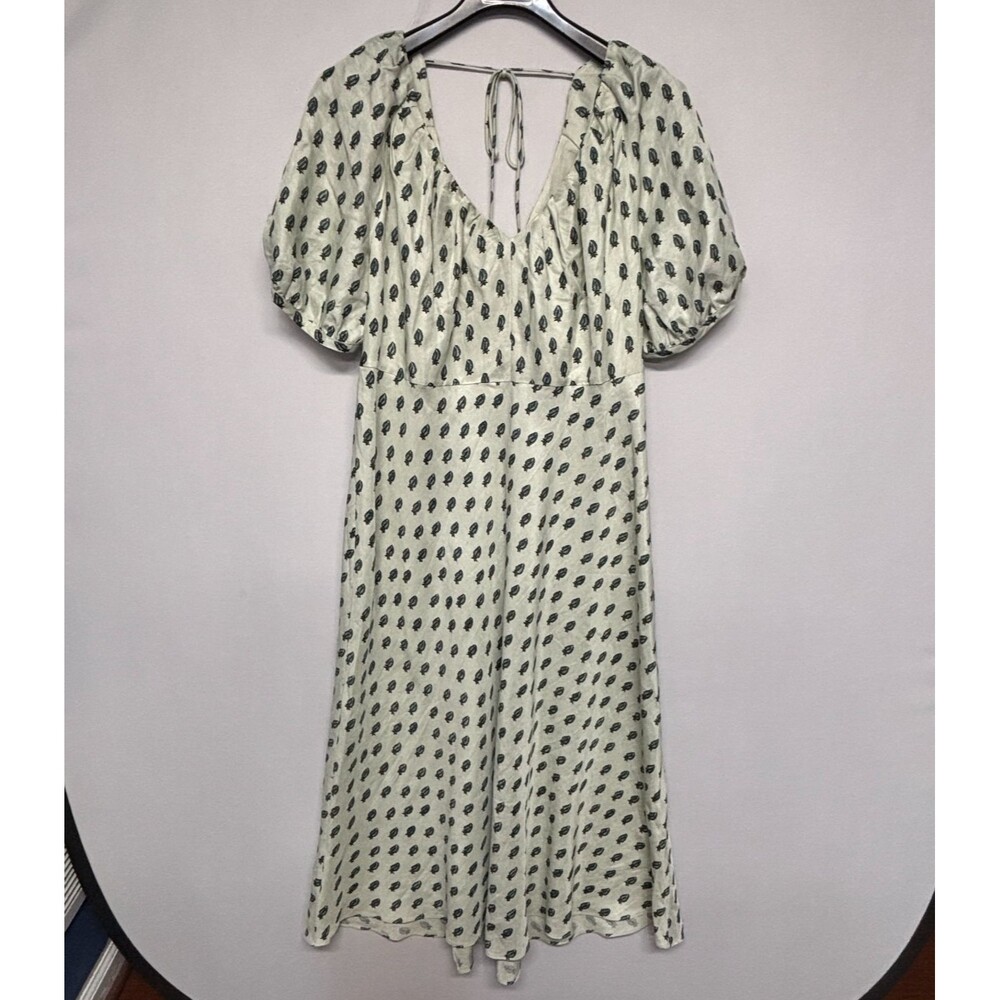NWT Banana Republic Puff Sleeve Midi Dress Size 20 Linen Blend SP25 D132 -24